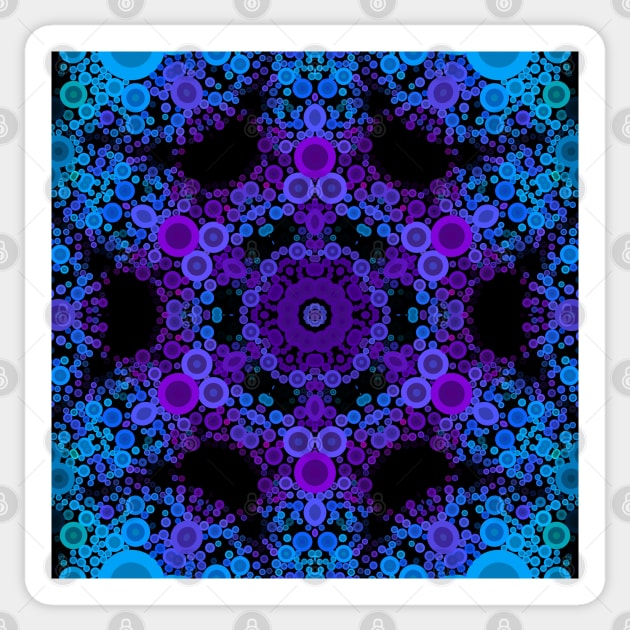 Dot Mandala Flower Blue and Purple Sticker by WormholeOrbital